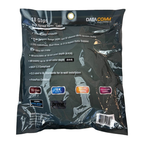 DataComm Electronics PrimePass Certified 18-Gbps High-Speed HDMI Cable with Ethernet, 20 Ft.