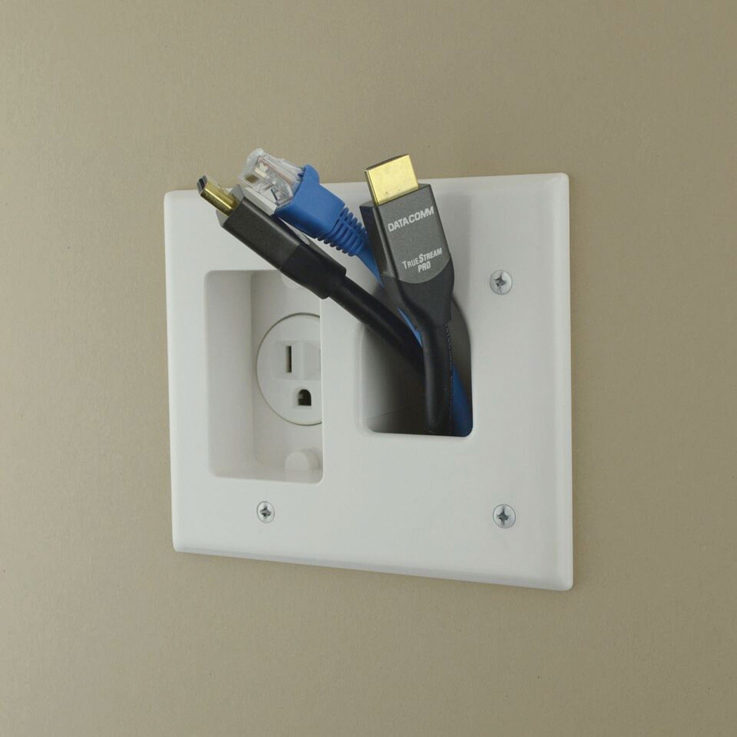 DataComm Electronics Flat Panel TV Cable Organizer Kit with Power Solution