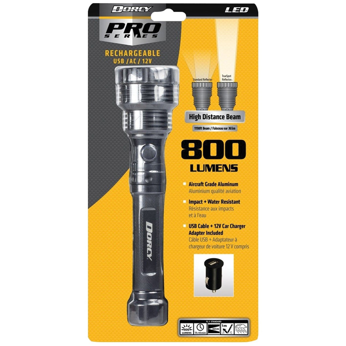 Dorcy Pro Series 1,600-Lumen Anodized Aluminum USB-Rechargeable LED Flashlight