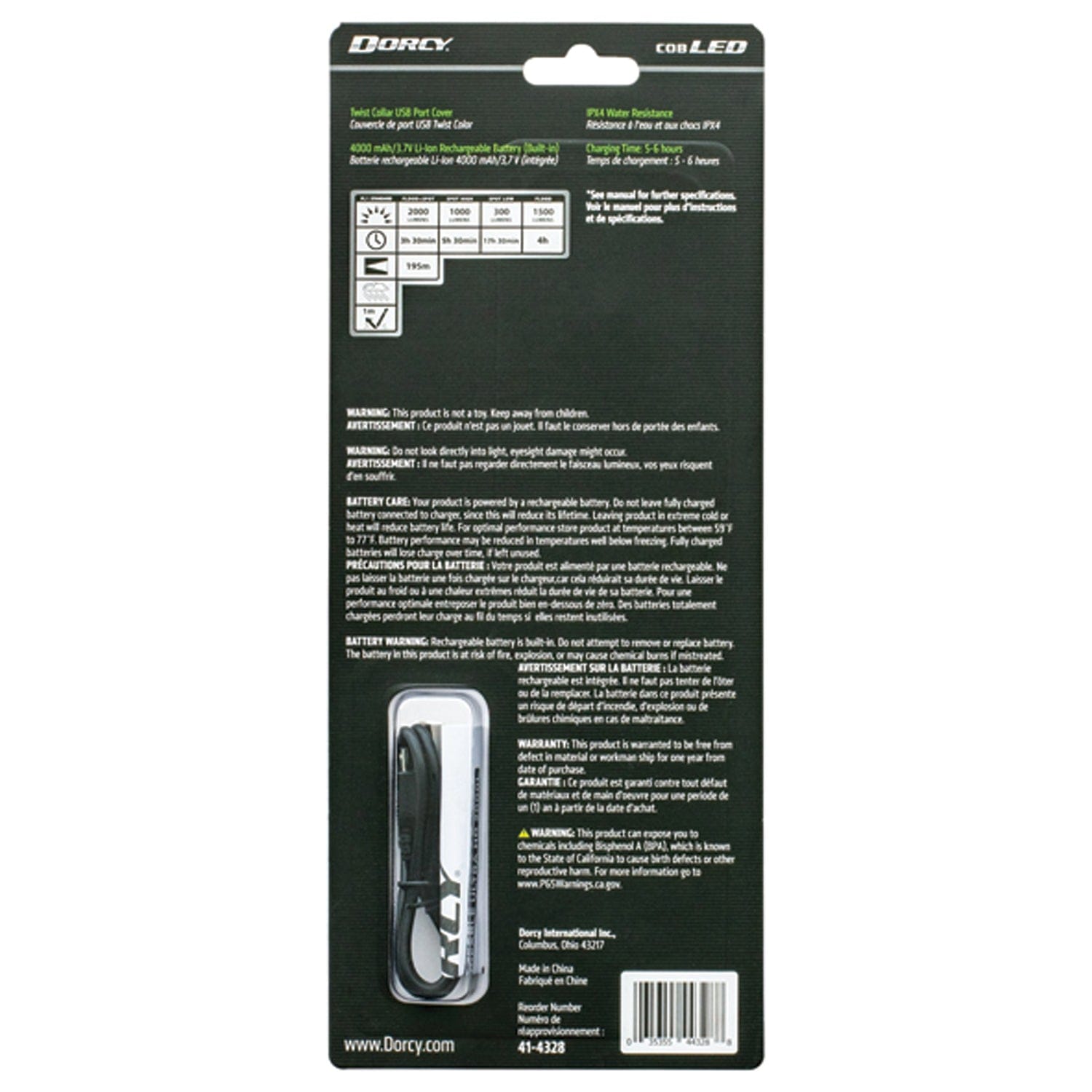 Dorcy 3,400-Lumen USB Rechargeable Flashlight with Power Bank