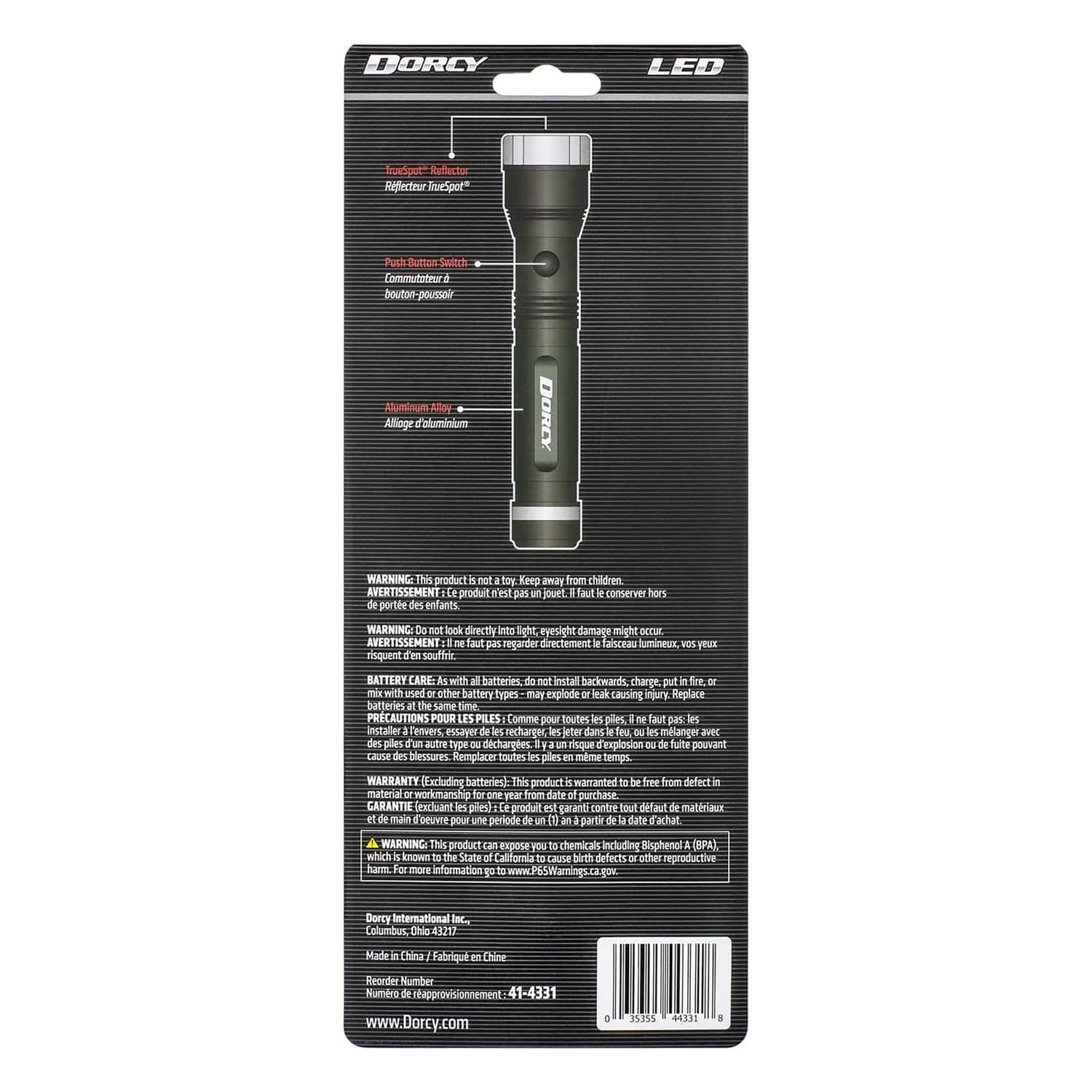 Dorcy Ultra HD Series LED 800-Lumen Aluminum Flashlight with 3 Modes, TrueSpot Reflector, Weather-Resistant, Battery Powered, up to 672-Ft. Beam