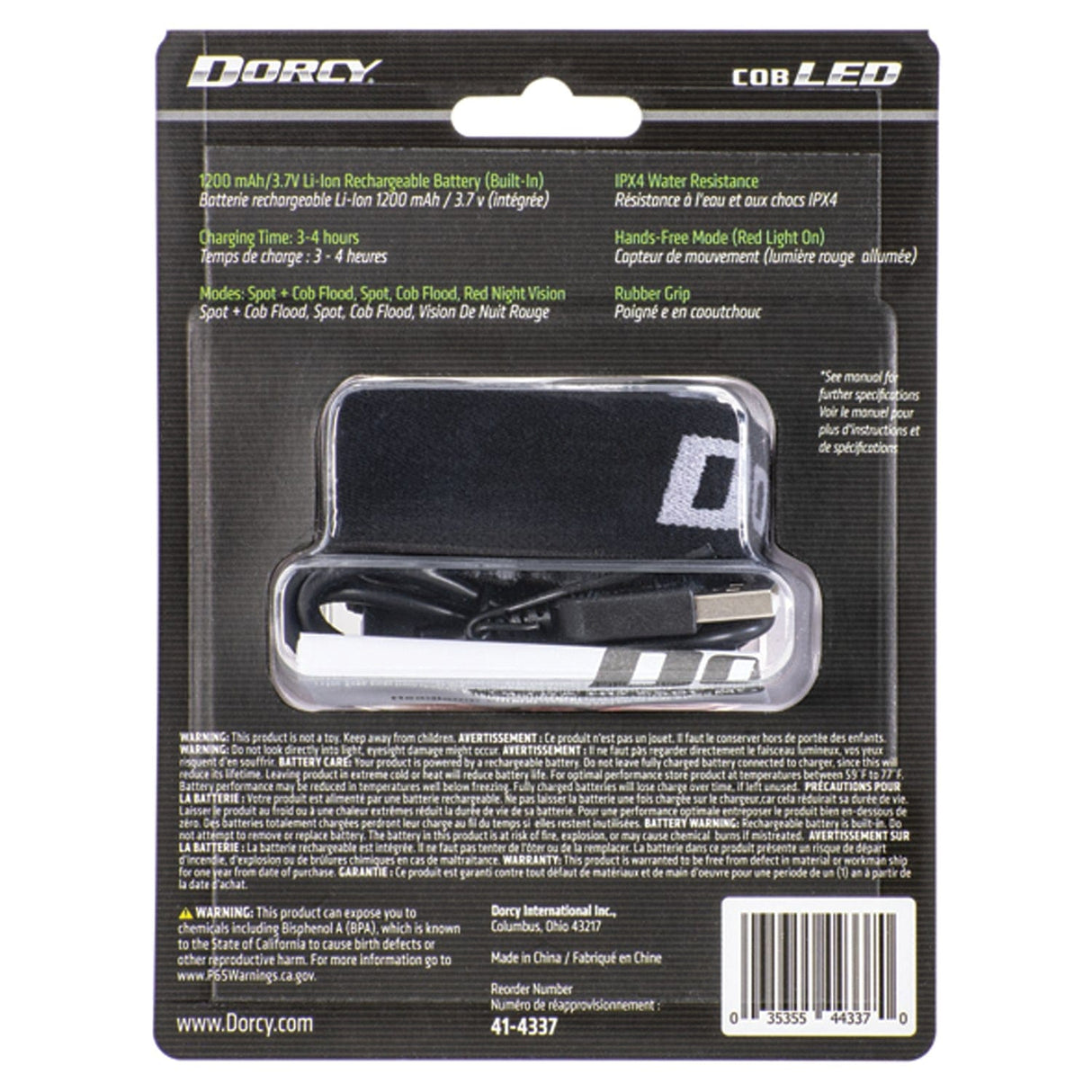 Dorcy Ultra HD 650-Lumen LED Rechargeable Headlamp with Motion Sensor