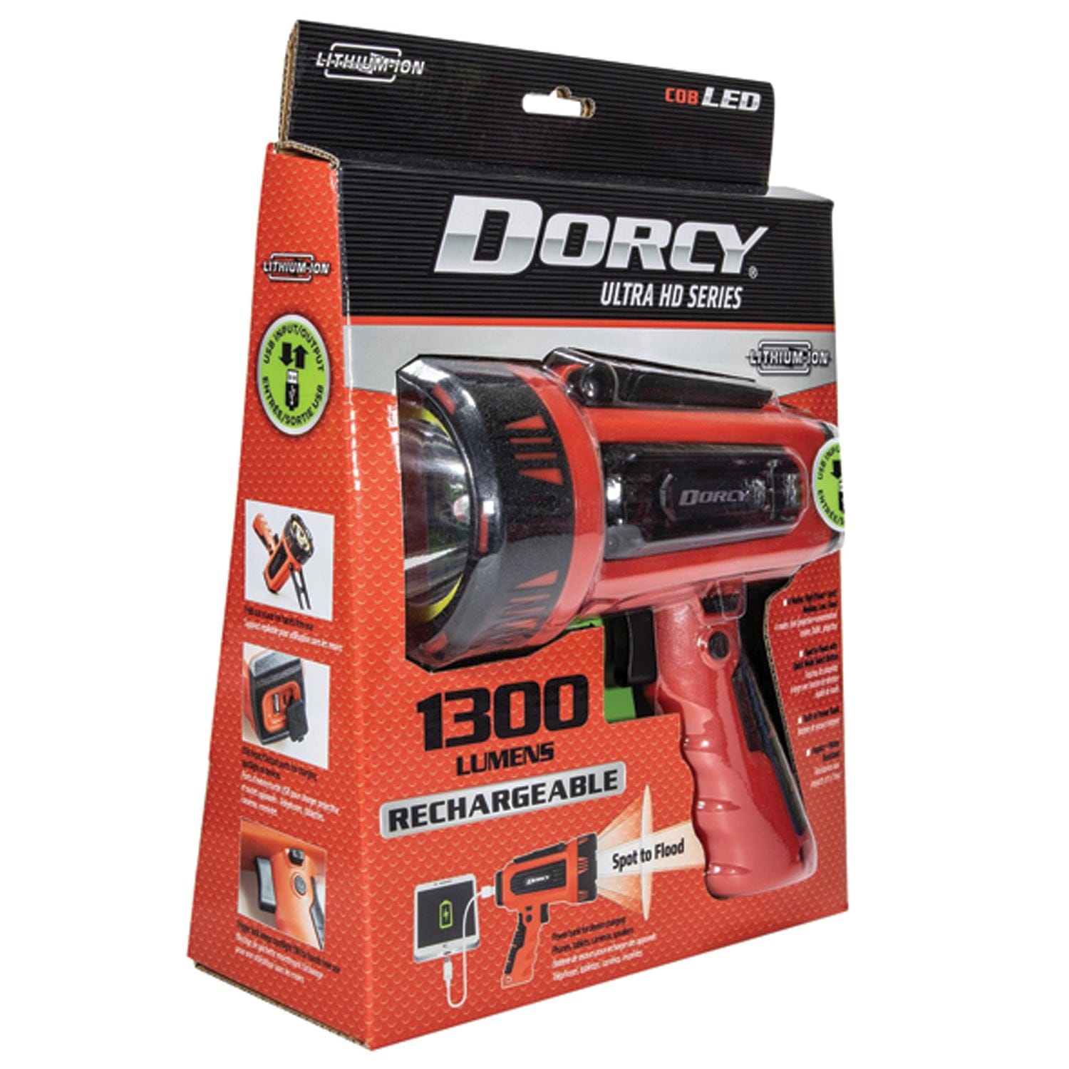 Dorcy Ultra HD 1,300-Lumen Rechargeable Spotlight + Power Bank