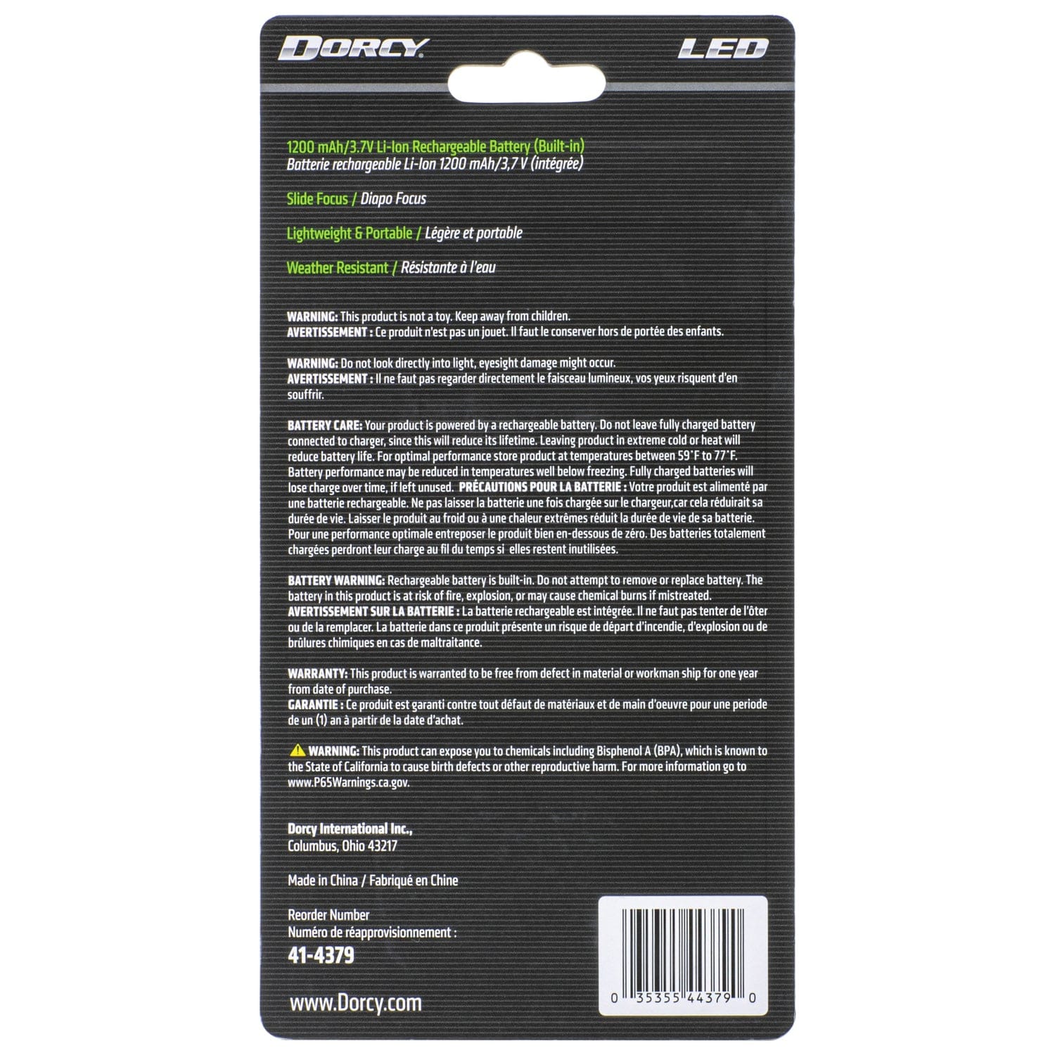 Dorcy 300-Lumen Ultra HD Aluminum LED Rechargeable Flashlight with Power Bank