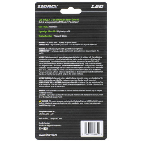 Dorcy 300-Lumen Ultra HD Aluminum LED Rechargeable Flashlight with Power Bank