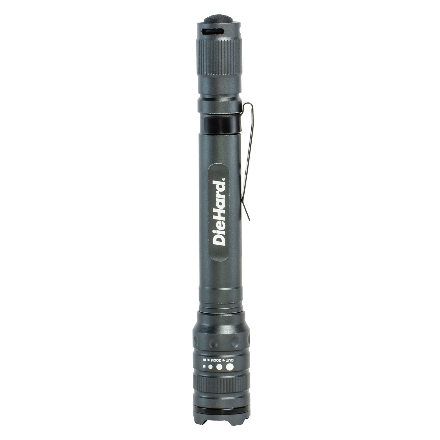 DieHard LED 180-Lumen Aluminum Flashlight with 3 Modes, Twist Focus, Impact/Water-Resistant, Battery Powered, Pocket Clip, up to 229-Ft. Beam