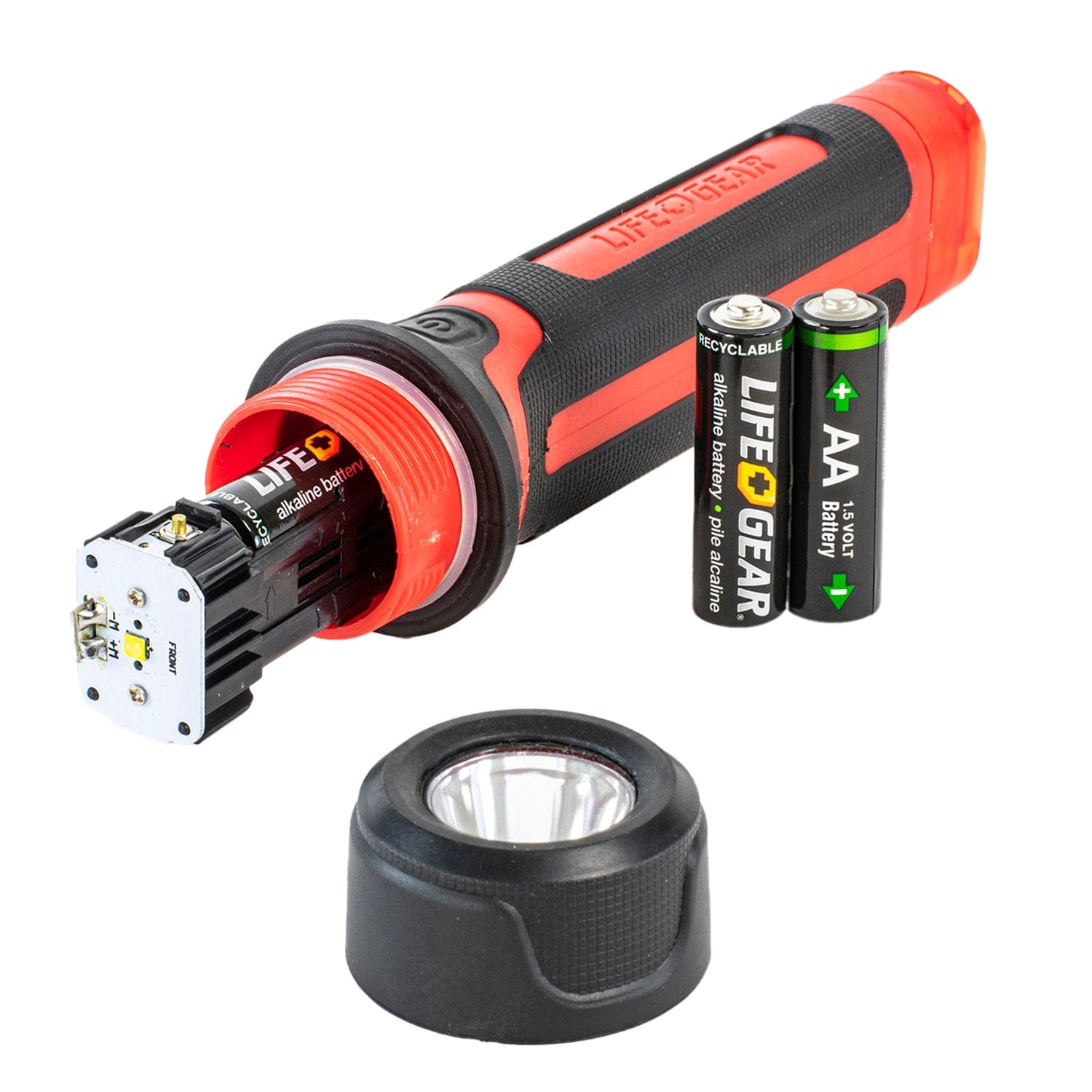 Life+Gear 200-Lumen Stormproof Signal Light with Safety Whistle, BA38-60633-RED