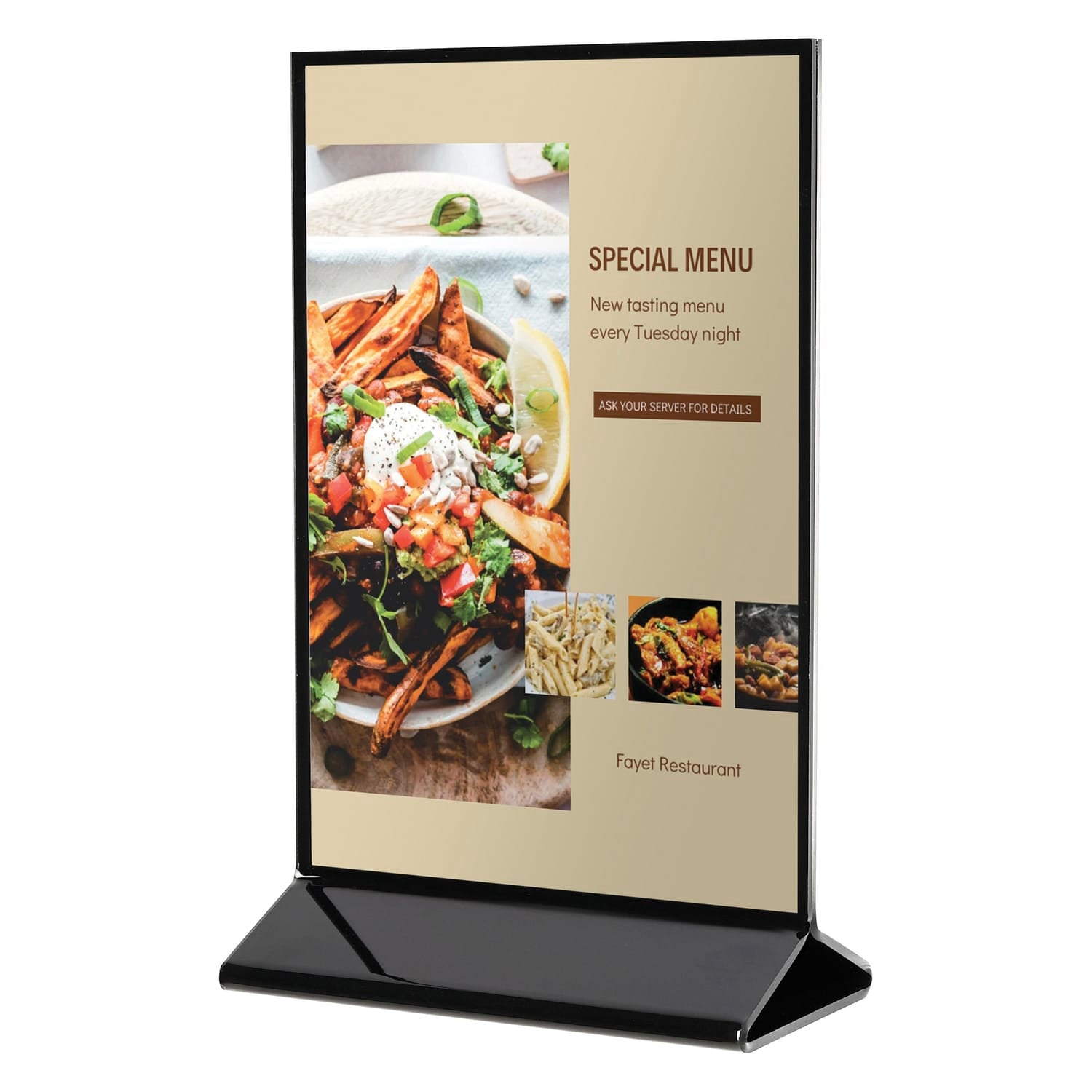 Deflecto Double-Sided Sign Holder with Black Frame and Base, 8.5 In. x 11 In.