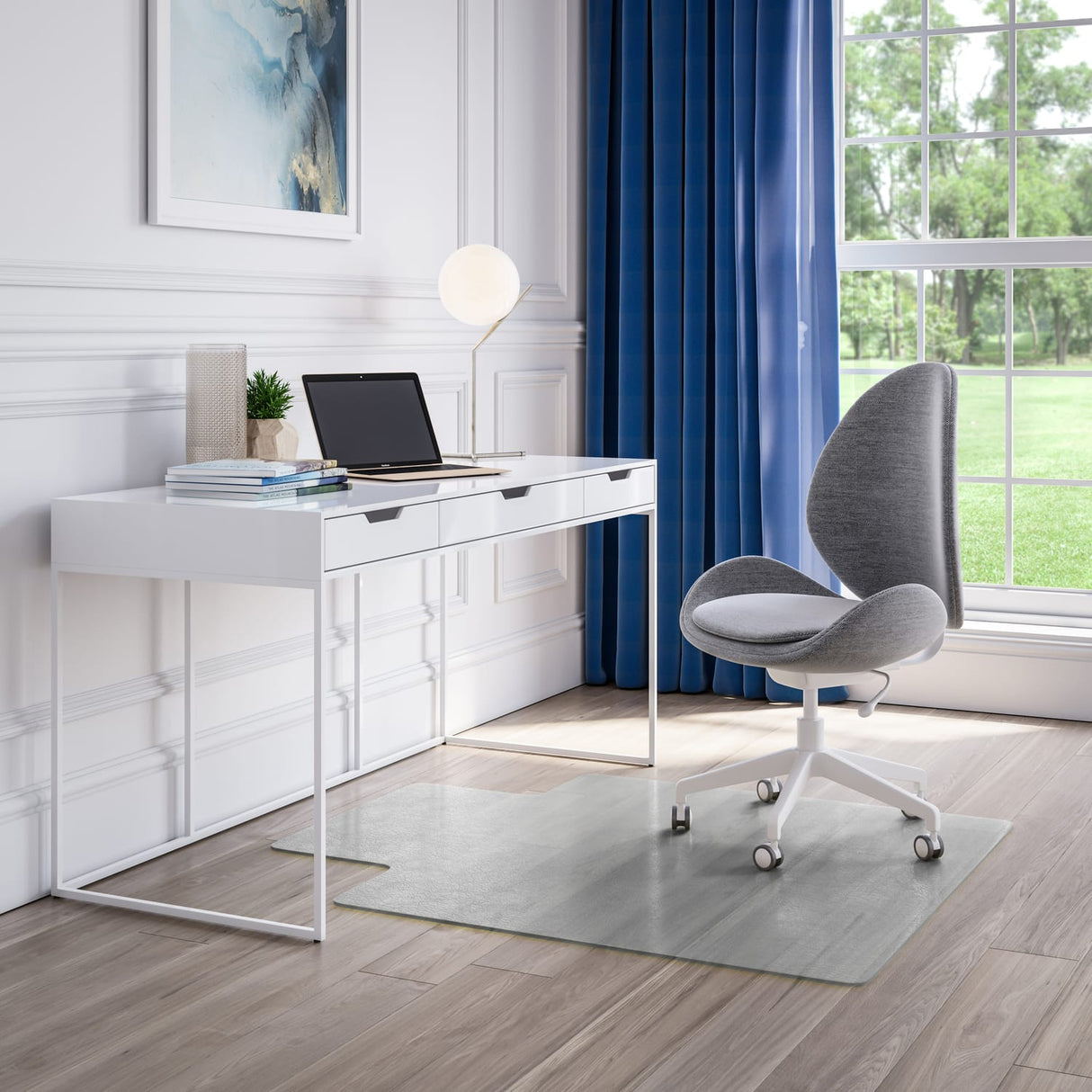 Deflecto OceanMat Office Chair Mat for Hard Floors, Lipped, 45 In. x 53 In.