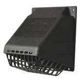 Deflecto 4-In. Plastic Wide-Mouth Dryer Vent Hood with Damper and Detachable Bird Guard, Black