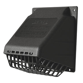 Deflecto 4-In. Plastic Wide-Mouth Dryer Vent Hood with Damper and Detachable Bird Guard, Black