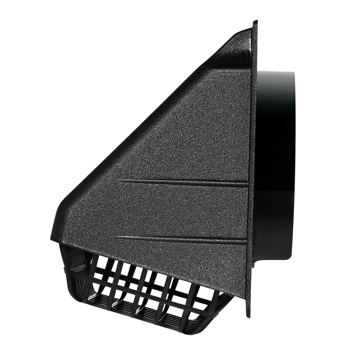 Deflecto 4-In. Plastic Wide-Mouth Dryer Vent Hood with Damper and Detachable Bird Guard, Black
