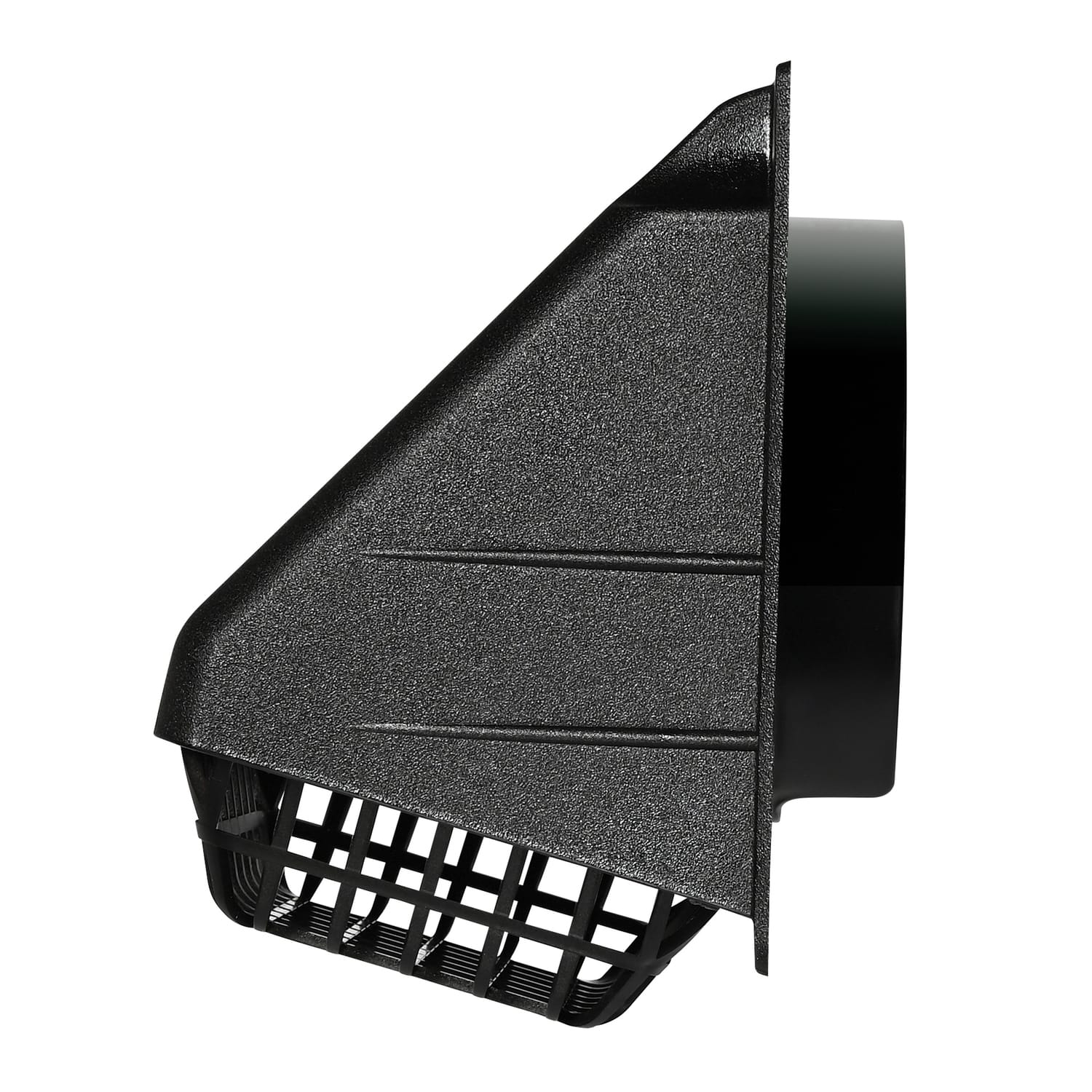 Deflecto 4-In. Plastic Wide-Mouth Dryer Vent Hood with Damper and Detachable Bird Guard, Black
