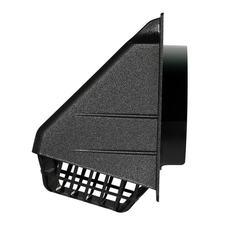 Deflecto 4-In. Plastic Wide-Mouth Dryer Vent Hood with Damper and Detachable Bird Guard, Black