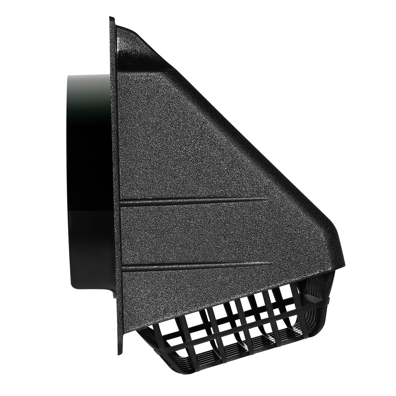 Deflecto 4-In. Plastic Wide-Mouth Dryer Vent Hood with Damper and Detachable Bird Guard, Black