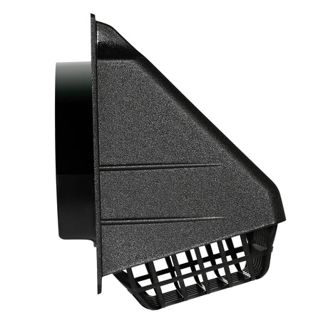 Deflecto 4-In. Plastic Wide-Mouth Dryer Vent Hood with Damper and Detachable Bird Guard, Black