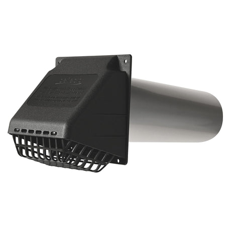 Deflecto 4-In. Wide-Mouth Dryer Vent Hood Kit with Damper, Detachable Bird Guard, Collar, and Aluminum Pipe, RVHABLK4