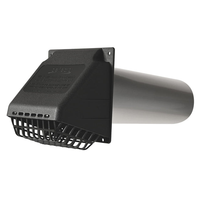 Deflecto 4-In. Wide-Mouth Dryer Vent Hood Kit with Damper, Detachable Bird Guard, Collar, and Aluminum Pipe, RVHABLK4