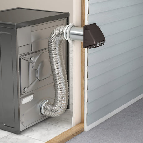 Deflecto 4-In. Wide-Mouth Dryer Vent Hood Kit with Damper, Detachable Bird Guard, Collar, and Aluminum Pipe, RVHABLK4