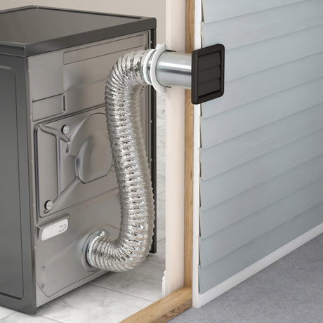 Deflecto Supurr-Vent Louvered 4-In. Dryer Vent Hood Kit with Collar and Aluminum Pipe, SVHABLK4