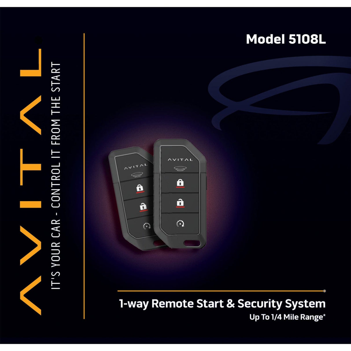 Avital 5108L 1-Way Remote Start Security System with 2 Remotes