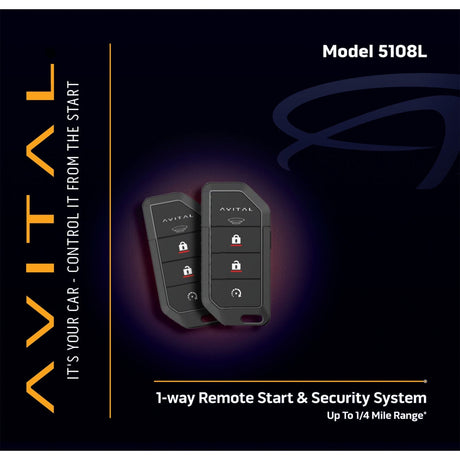 Avital 5108L 1-Way Remote Start Security System with 2 Remotes