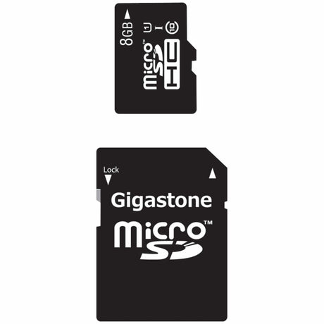Gigastone 8-GB Class 10 UHS-1 microSDHC Card and SD Adapter