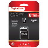 Gigastone 8-GB Class 10 UHS-1 microSDHC Card and SD Adapter