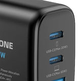 Gigastone 65-Watt 3-Port USB-C and USB-A GaN Wall Charger with Intelligent Power Allocation