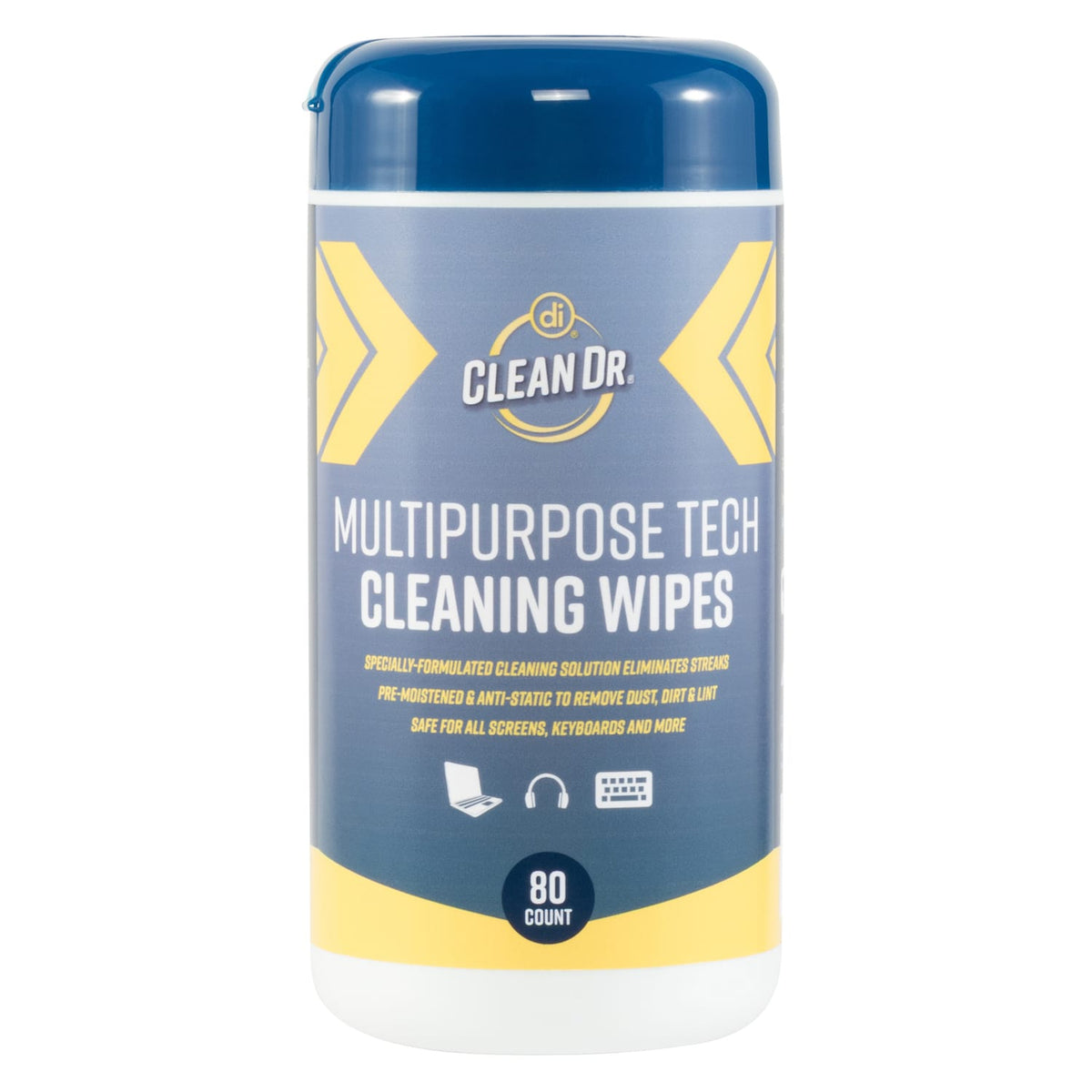 Digital Innovations CleanDr Multipurpose Tech Wipe, 5.1 In. x 5.1 In., 80 Count Canister