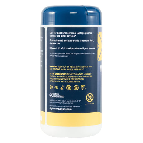 Digital Innovations CleanDr Multipurpose Tech Wipe, 5.1 In. x 5.1 In., 80 Count Canister