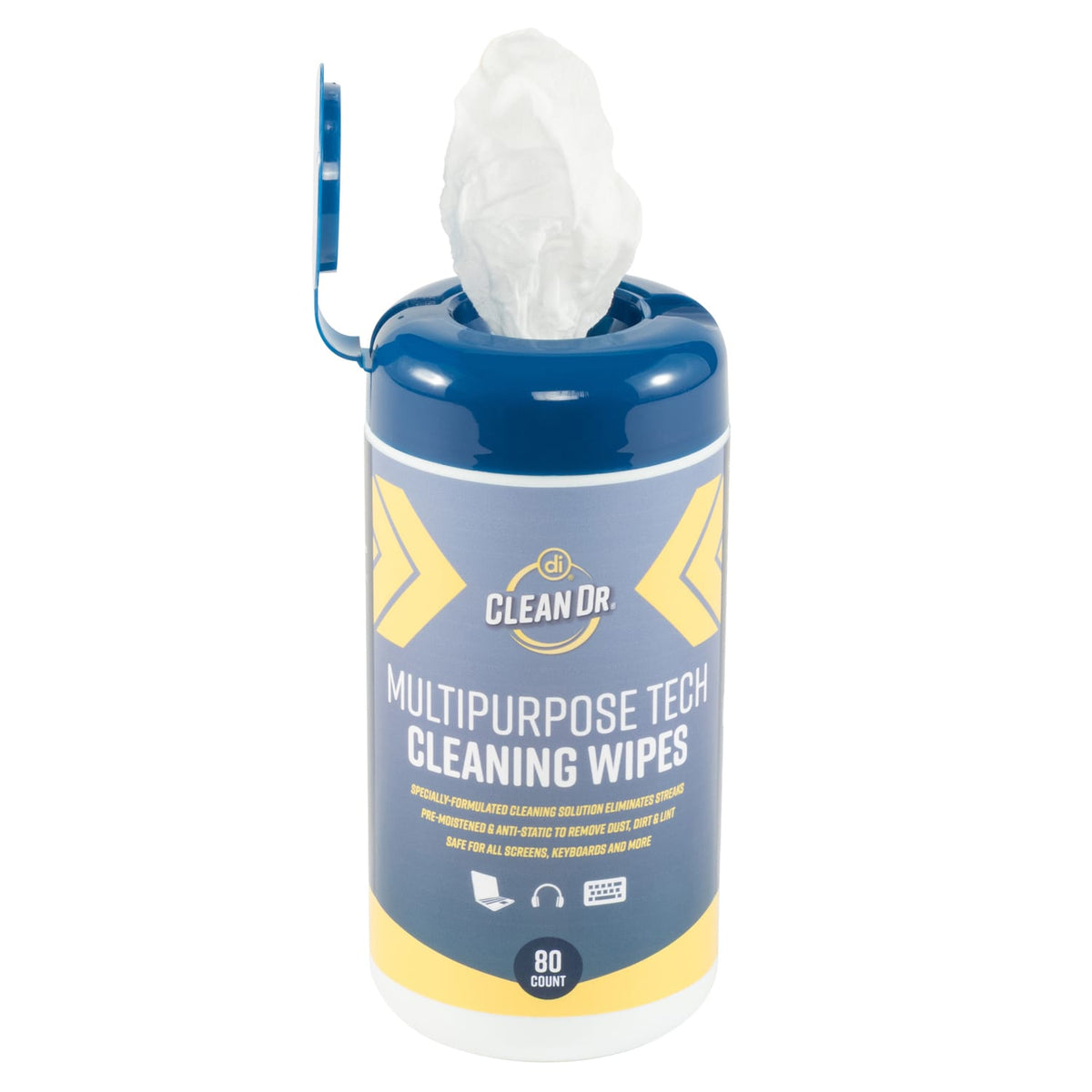 Digital Innovations CleanDr Multipurpose Tech Wipe, 5.1 In. x 5.1 In., 80 Count Canister