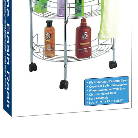 EuroHome Bath Chrome Basin Rack with Swivel Casters