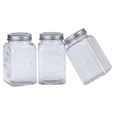 EuroHome Coffee, Tea, and Sugar Glass Canister 3-Piece Set