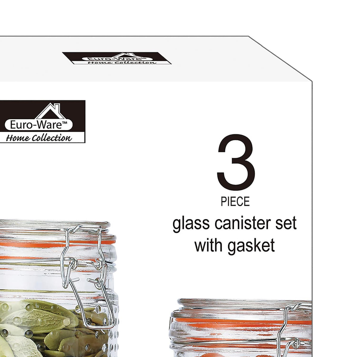 EuroHome Glass Canister with Gasket 3-Piece Set