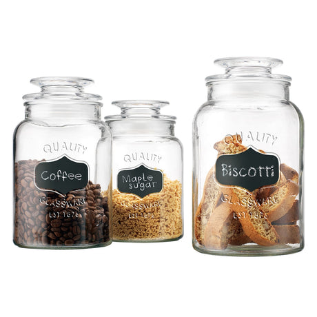 EuroHome Glass Canister with Chalkboard Label 3-Piece Set