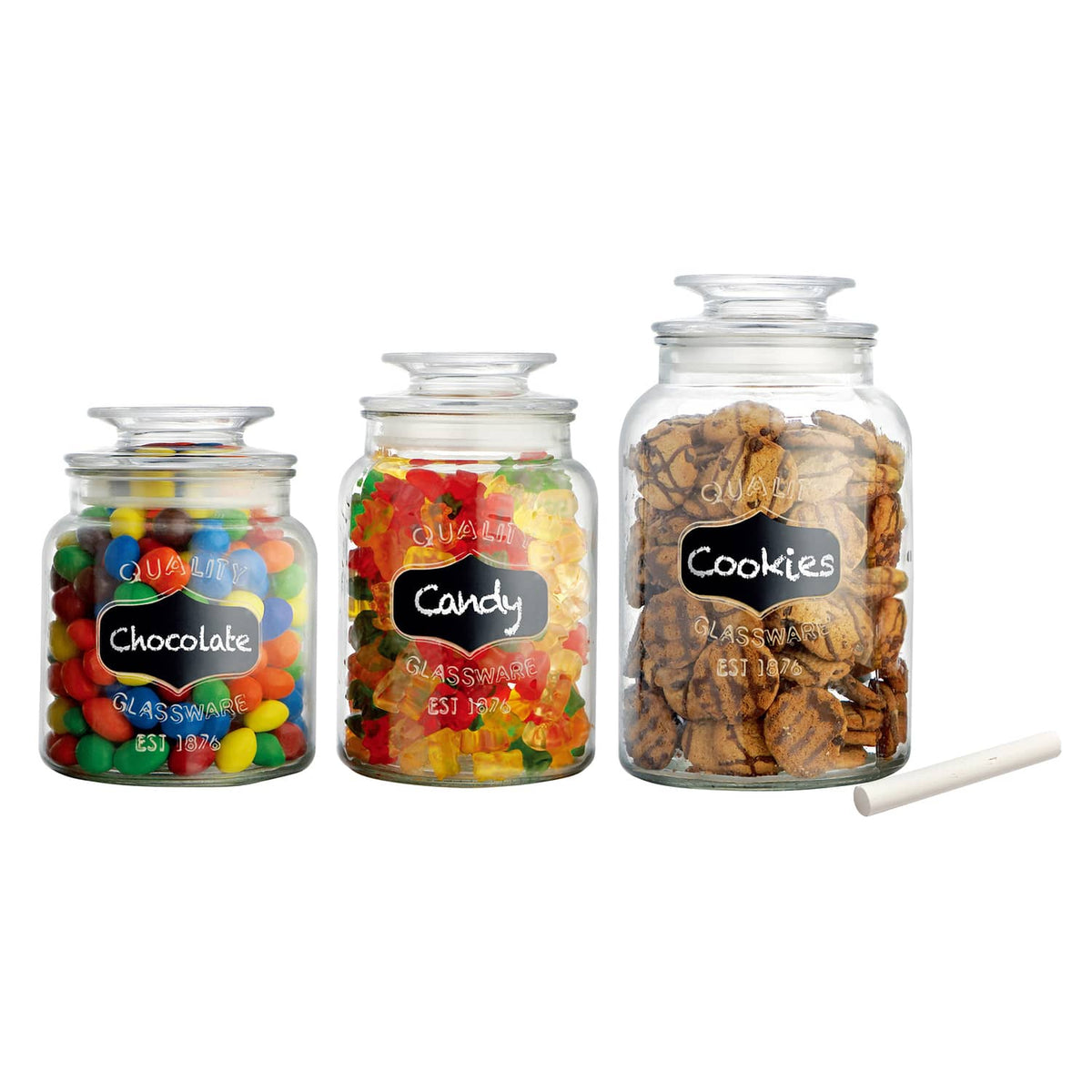 EuroHome Glass Canister with Chalkboard Label 3-Piece Set