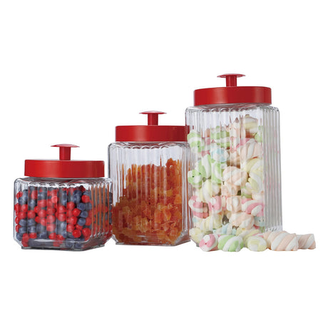 EuroHome Glass Canister with Metal Lid 3-Piece Set