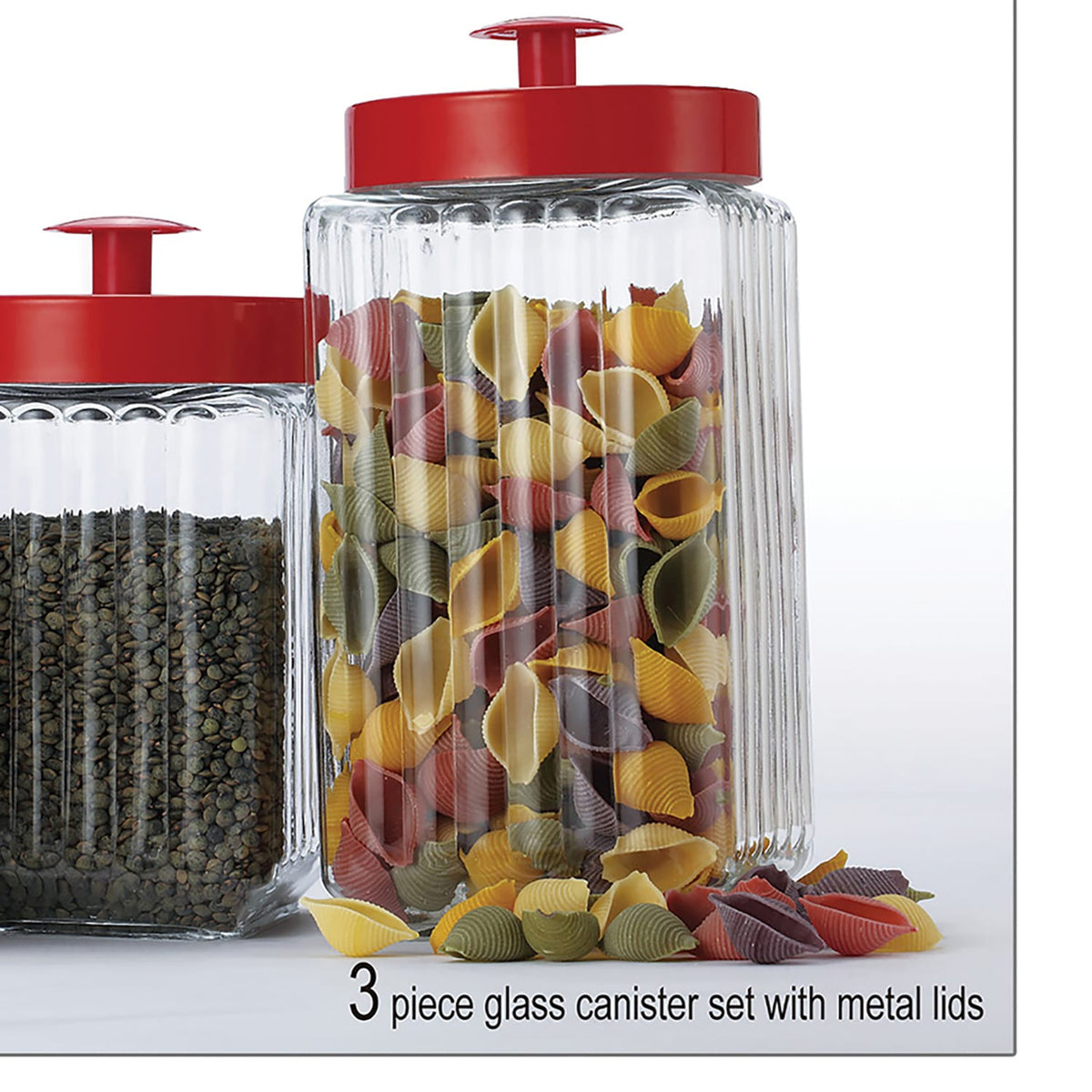 EuroHome Glass Canister with Metal Lid 3-Piece Set