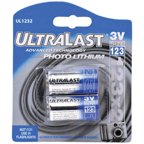 Ultralast UL1232 CR123-A 3-Volt Photo Lithium Batteries, 2 pk