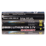 Ultralast 3400 mAh 18650 Retail Blister-Carded Batteries, 2 Pack