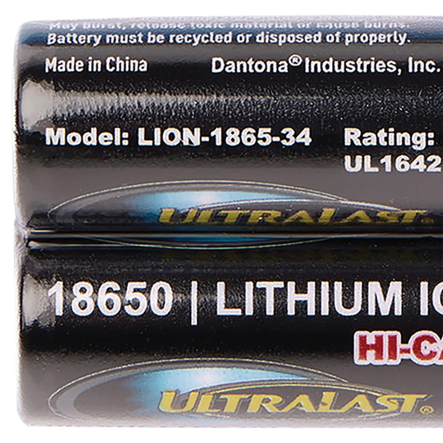 Ultralast 3400 mAh 18650 Retail Blister-Carded Batteries, 2 Pack