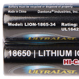 Ultralast 3400 mAh 18650 Retail Blister-Carded Batteries, 2 Pack