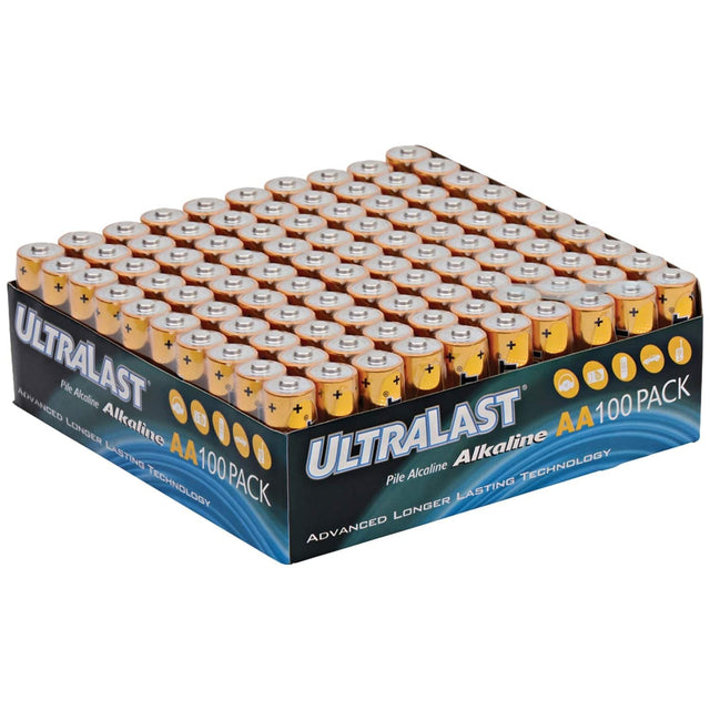 Ultralast ULA100AAB Alkaline AA Batteries, 100 Count