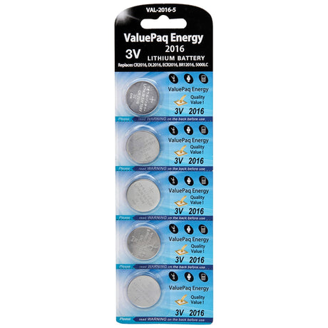 Dantona ValuePaq Energy 2016 Lithium Coin Cell Batteries, 5 Pack