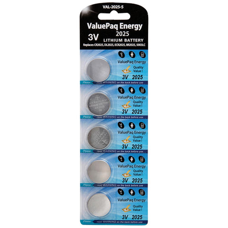 Dantona ValuePaq Energy 2025 Lithium Coin Cell Batteries, 5 Pack