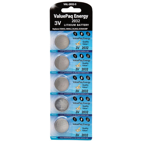 Dantona ValuePaq Energy 2032 Lithium Coin Cell Batteries, 5 Pack
