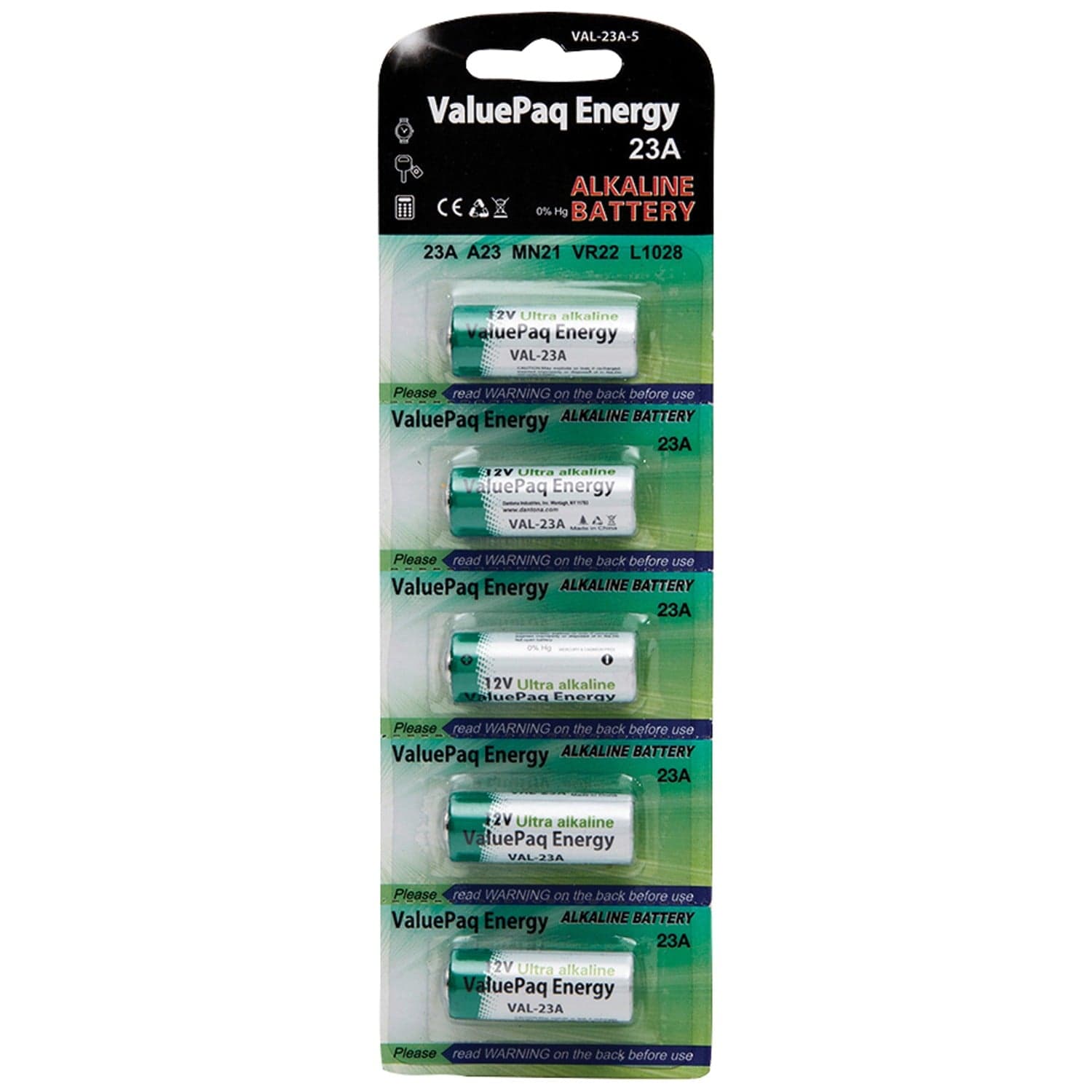 Dantona ValuePaq Energy 23A Alkaline Cylindrical Batteries, 5 pk