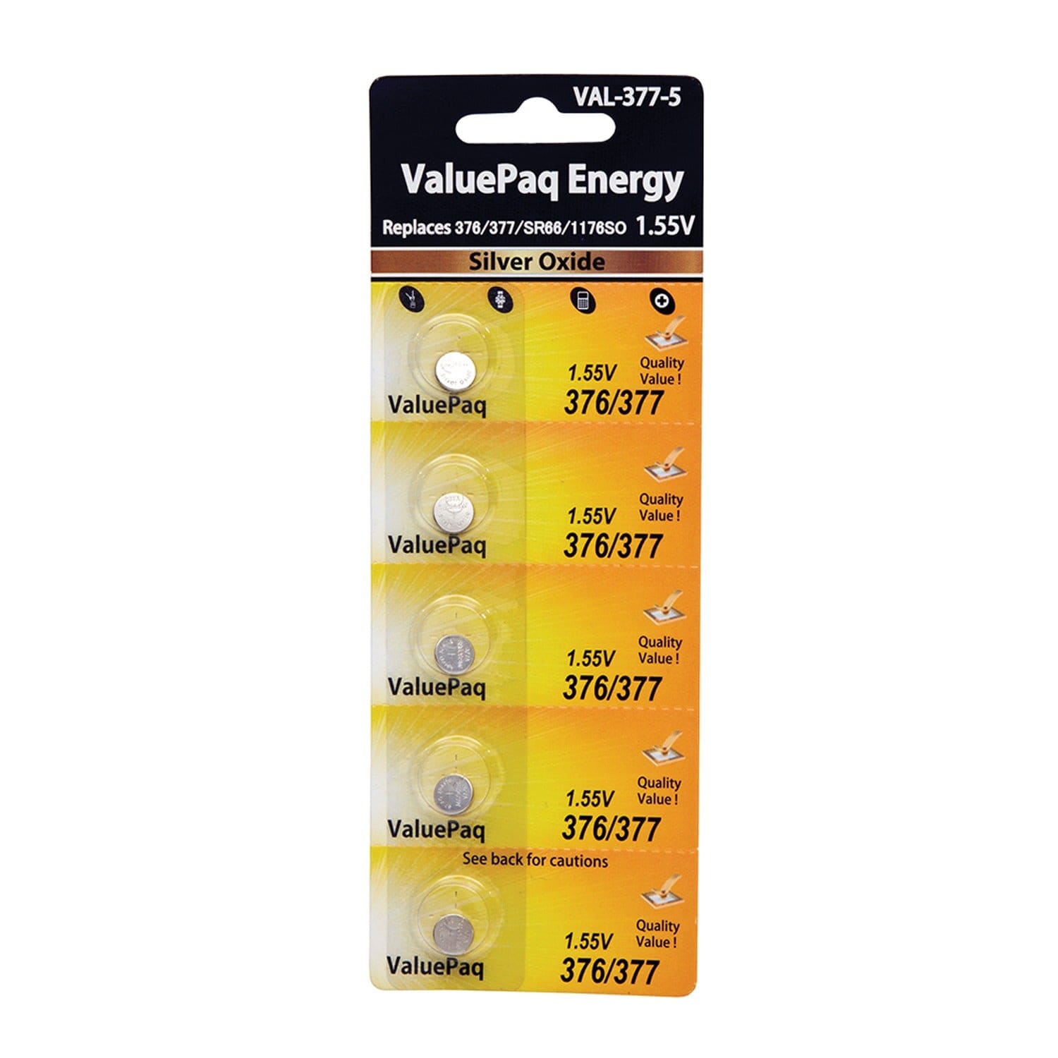 Dantona ValuePaq Energy UL377 Watch Battery, 5 Count
