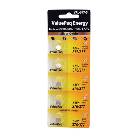 Dantona ValuePaq Energy UL377 Watch Battery, 5 Count